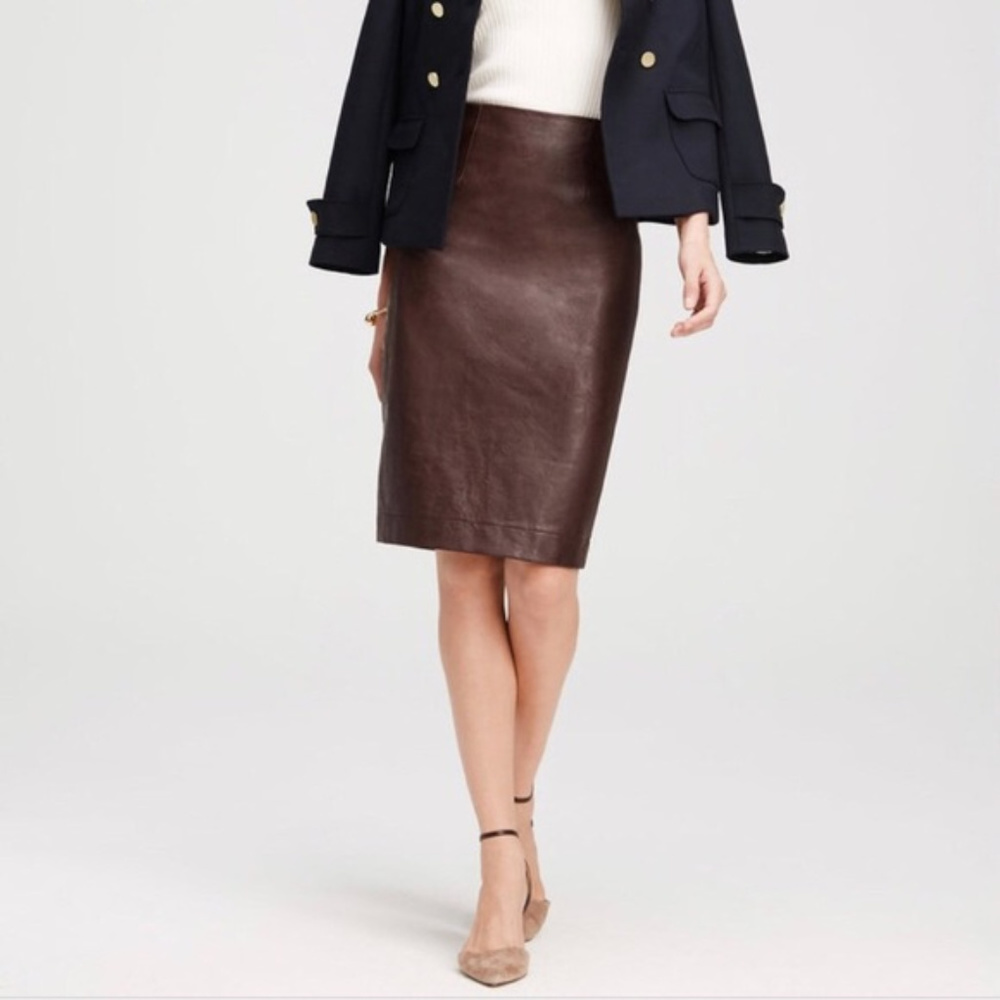 Ann Taylor faux leather pencil skirt brown sz. 4